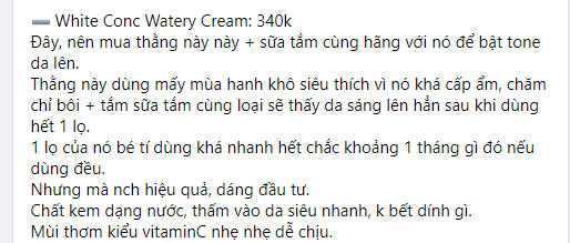 Review kem dưỡng White Conc Watery Cream 